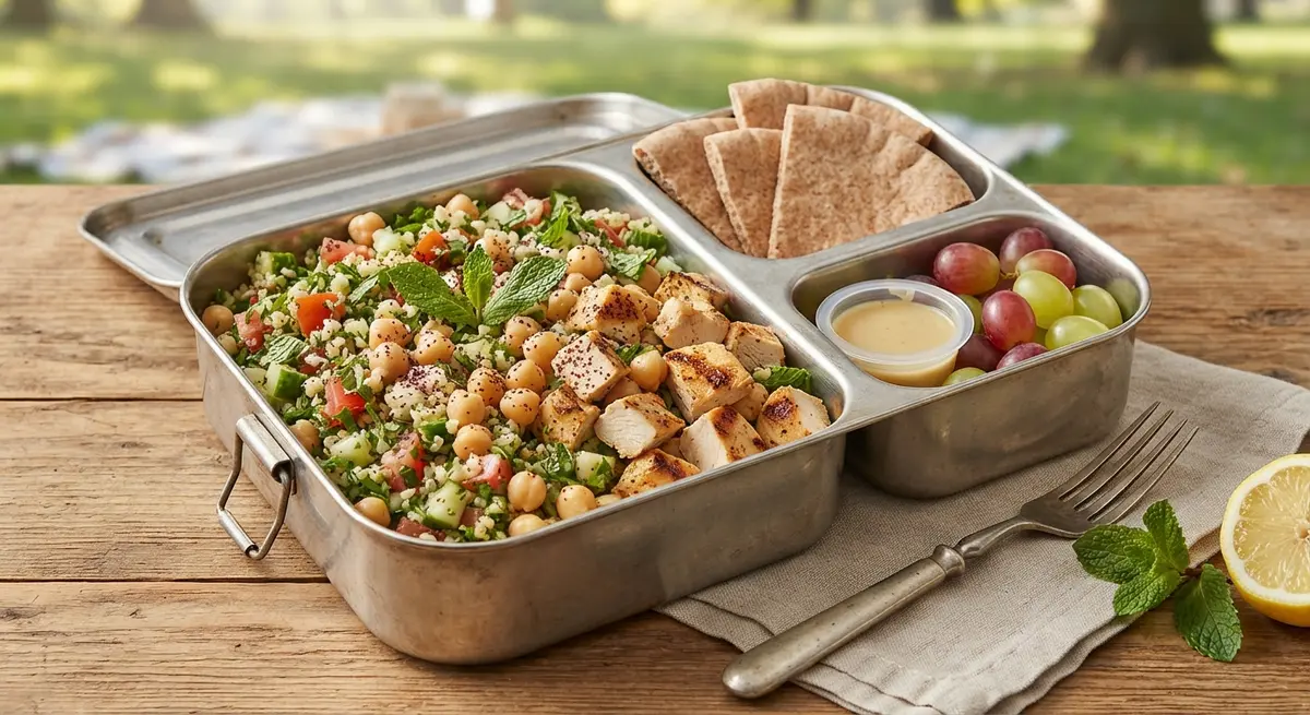 Chicken Chickpea Mint Olive Oil Tabbouleh Bento